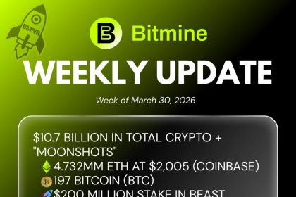 Bitmine Immersion Technologies (BMNR) Announces ETH Holdings Reach 4.732 Million Tokens, And Total Crypto And Total Cash Holdings Of $10.7 Billion