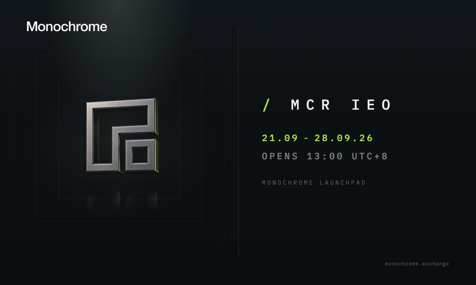 Multi-Asset Trading Venue Monochrome Exchange Announces IEO of Its Native Token, $MCR