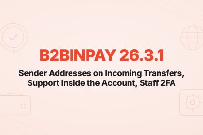 Sender Addresses on Incoming Transfers, Support Inside the Account, Staff 2FA